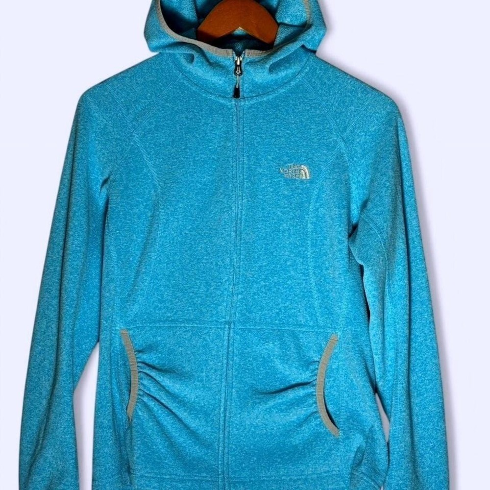 The North Face Polartec Fleece Hoodie Jacket Women's M Blue Full Zip Sport